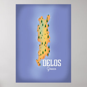 Póster Afiche del mapa de Grecia de Delos