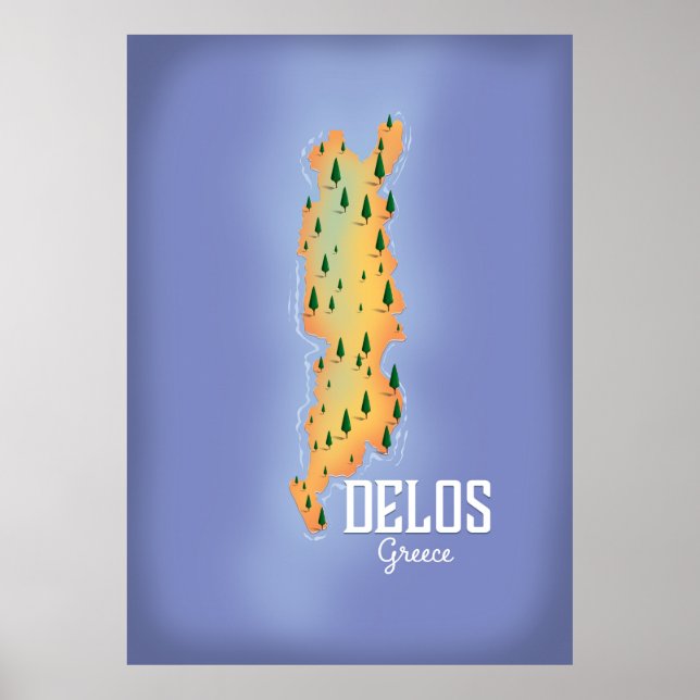 Póster Afiche del mapa de Grecia de Delos (Frente)