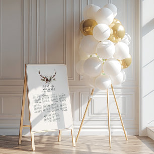 Póster Afiche del plan de asiento del boda floral rústico