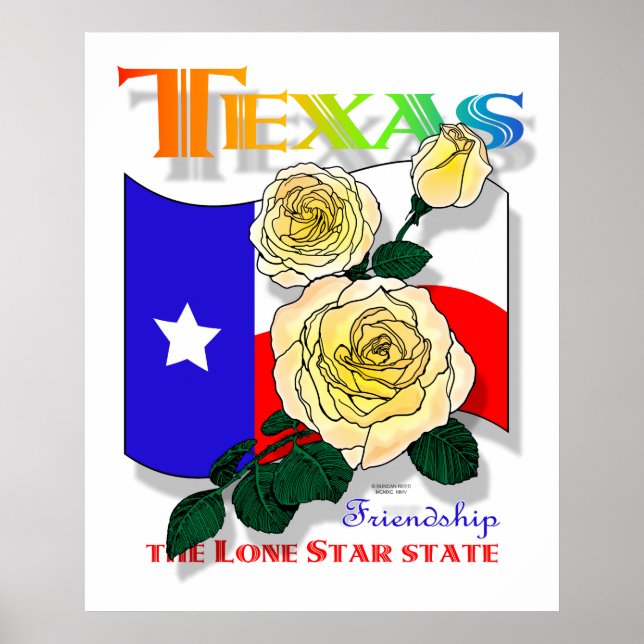 Póster Afiche del rosa de Texas (Frente)