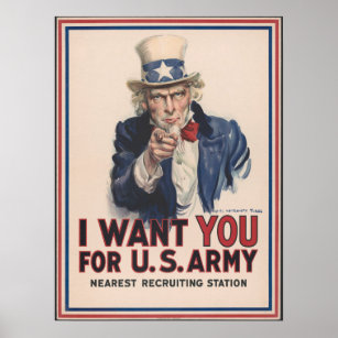 Póster Afiche del Tío Sam Vintage - Te quiero - Ejército 