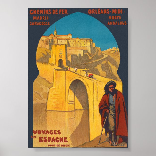 Póster Afiche del Voyages en Espagne Pont de Tolede Vinta (Frente)