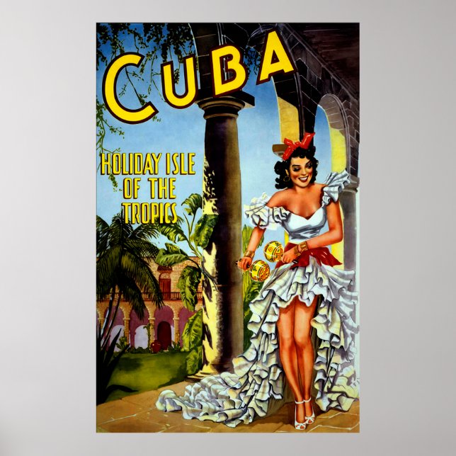 Póster Afiche especial de viajes por Cuba (Frente)