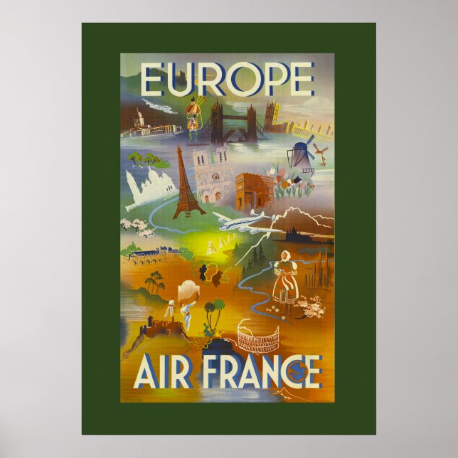 Póster Afiche europeo de viajes (Frente)