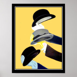 Póster Afiche francés Art Deco Vintage 3 Gorras