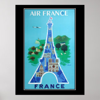 Póster Afiche francés de France Eifel Tower Travel Vintag