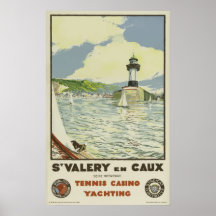 Afiche francés de viaje por tren de época St Valer