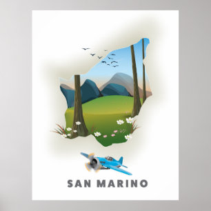 Póster Afiche ilustrado de viaje de San Marino.