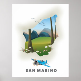 Póster Afiche ilustrado de viaje de San Marino.