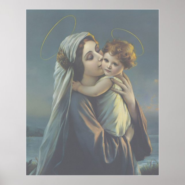 Póster Afiche impreso de Madonna y Niño Jesús (Frente)
