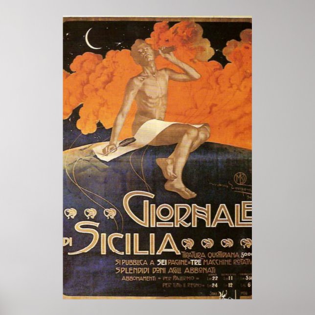 Póster Afiche italiano de viajes de Giornale Di Sicilia V (Frente)