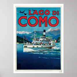 Póster Afiche "Lago di Como" italiano de viajes vintage
