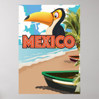 Póster Afiche Mexicano de Viajes en Playa Turca.
