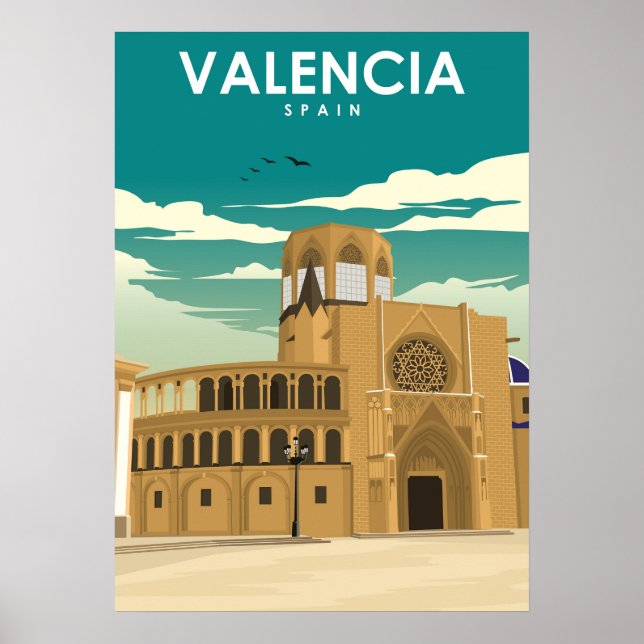 Póster Afiche Mínimo de Viaje de Valencia España (Frente)