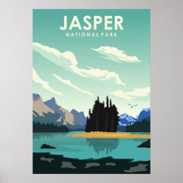 Póster Afiche Mínimo de Viaje del Parque Nacional Jasper