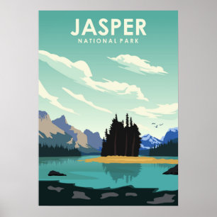 Póster Afiche Mínimo de Viaje del Parque Nacional Jasper