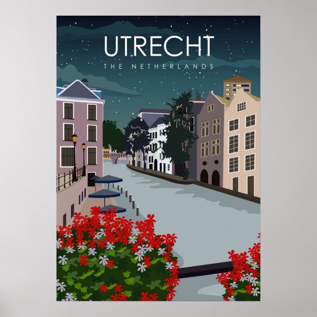 Póster Afiche Mínimo de Viaje Utrecht Países Bajos (Frente)