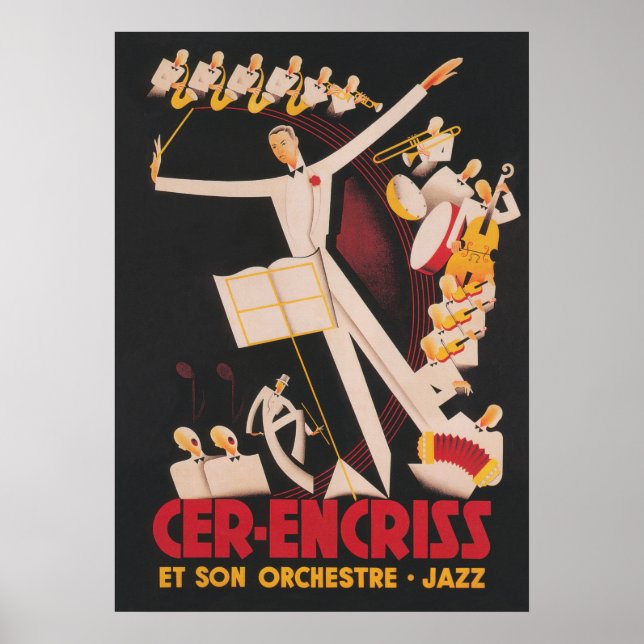 Póster Afiche musical de orquesta vintage (Frente)