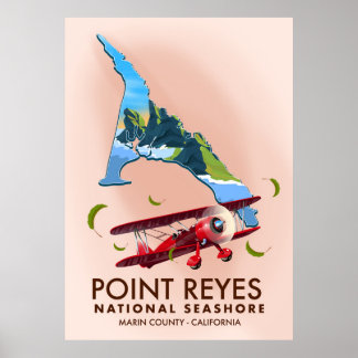 Póster afiche nacional de viajes a la costa de point reye