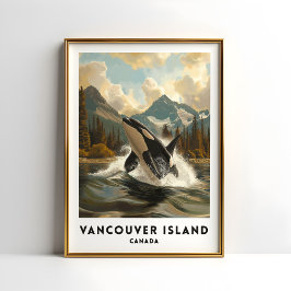 Póster Afiche Orca de viaje de la isla de Vancouver Canad