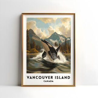 Póster Afiche Orca de viaje de la isla de Vancouver Canad