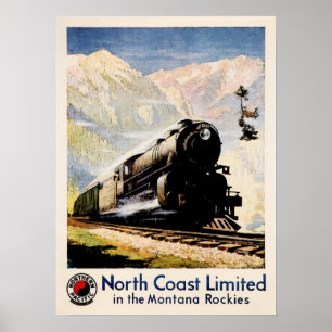Póster Afiche para viajes en tren de North Coast Limited