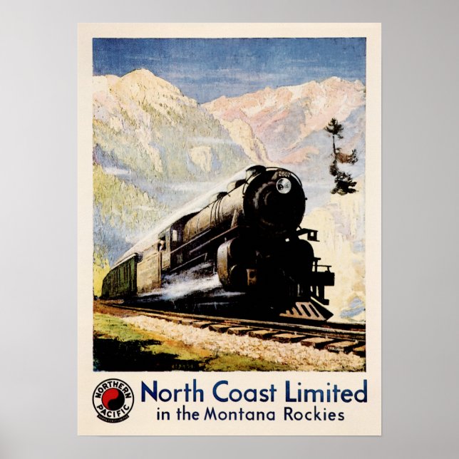 Póster Afiche para viajes en tren de North Coast Limited (Frente)