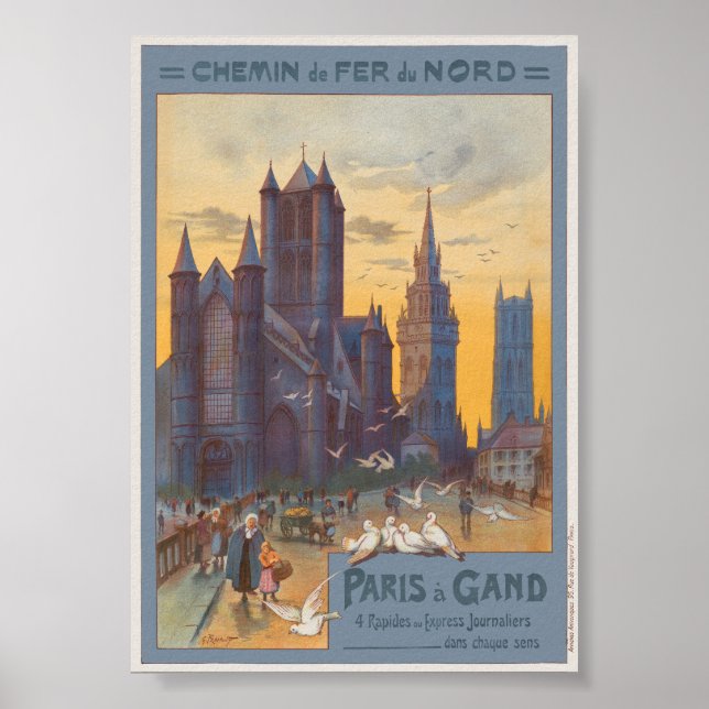 Póster Afiche Paris à Gand Vintage 1892 (Frente)