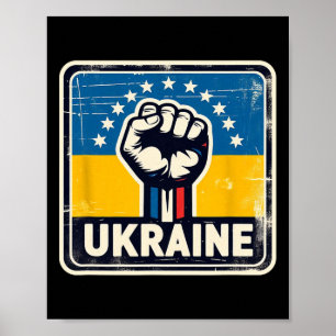 Póster Afiche Retro Bandera de Ucrania Fan Vintage Ucrani