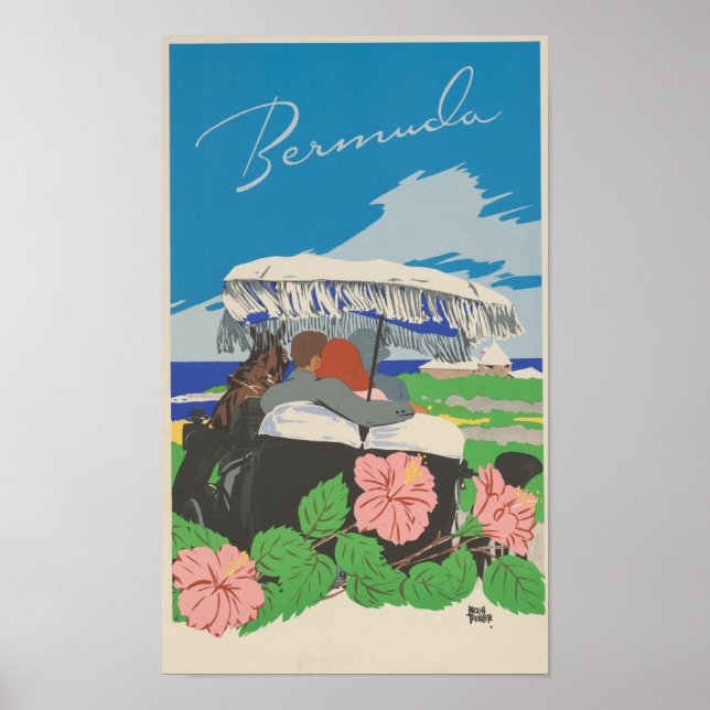 Póster Afiche romántico de viaje por las Bermudas (Frente)