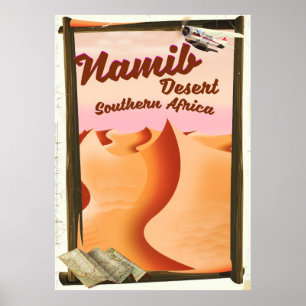 Póster Afiche sobre viajes del desierto de Namibia, Áfric