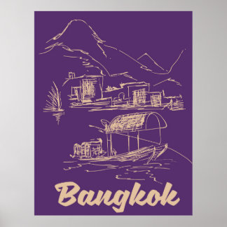 Póster Afiche sobre viajes en Bangkok y Tailandia