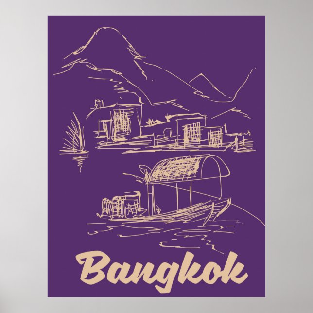 Póster Afiche sobre viajes en Bangkok y Tailandia (Frente)