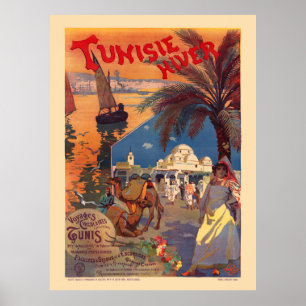 Póster Afiche tunecino de cosecha de Túnez de 1899