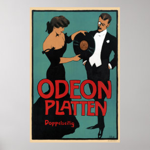 Póster Afiche Vintage Alemania Odeon Platten 1900
