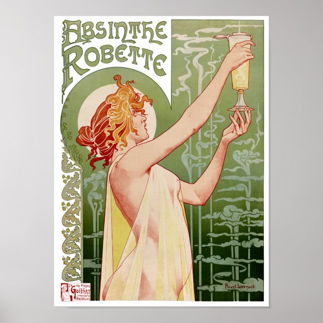 Póster Afiche Vintage de Absinthe Robette 1896 restaurado (Frente)