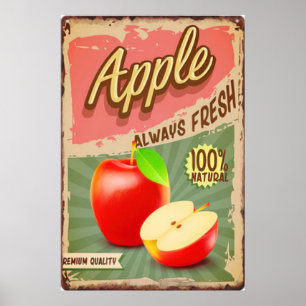 Póster Afiche vintage de Apple Fruit Fresco