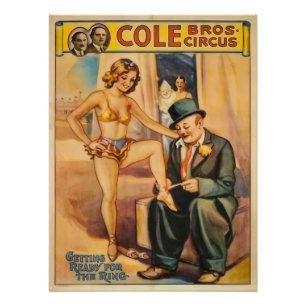 Póster Afiche vintage de artistas de circo