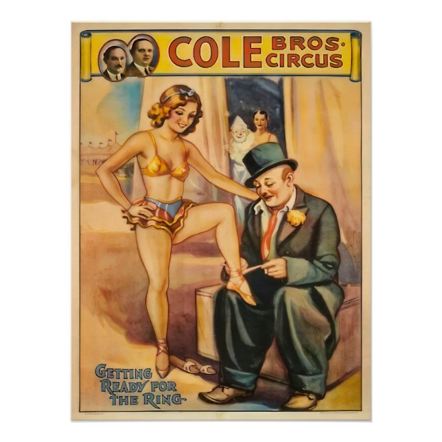 Póster Afiche vintage de artistas de circo (Anverso)