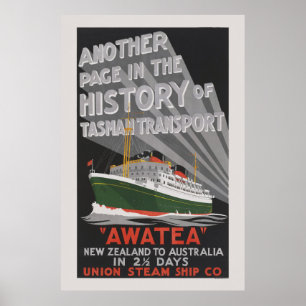 Póster Afiche Vintage de Awatea Nueva Zelanda 1930