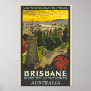 Póster Afiche vintage de Brisbane