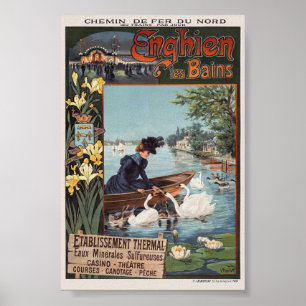 Póster Afiche vintage de Enghien les Bains France 1900