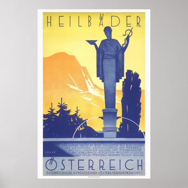 Póster Afiche Vintage de Heilbäder Österreich Austria 193 (Frente)