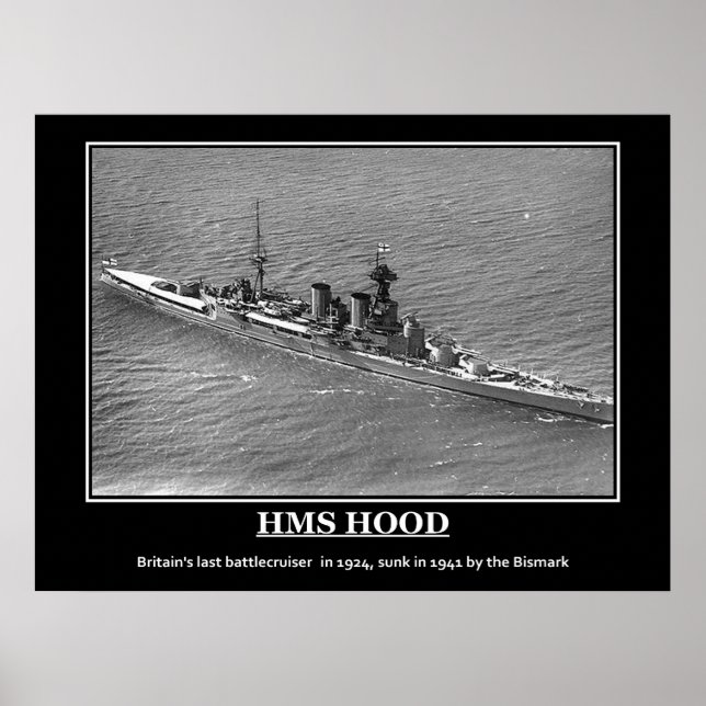 Póster Afiche Vintage de HMS Hood 1924 (Frente)
