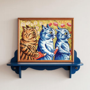 Póster Afiche vintage de Louis Wain Cantando gatos Whimsi