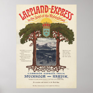 Póster Afiche Vintage Del Tren Lappland-Express