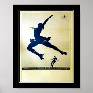Póster Afiche vintage sobre ballet y patinaje