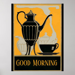 Póster Afiches de café vintage de la mañana