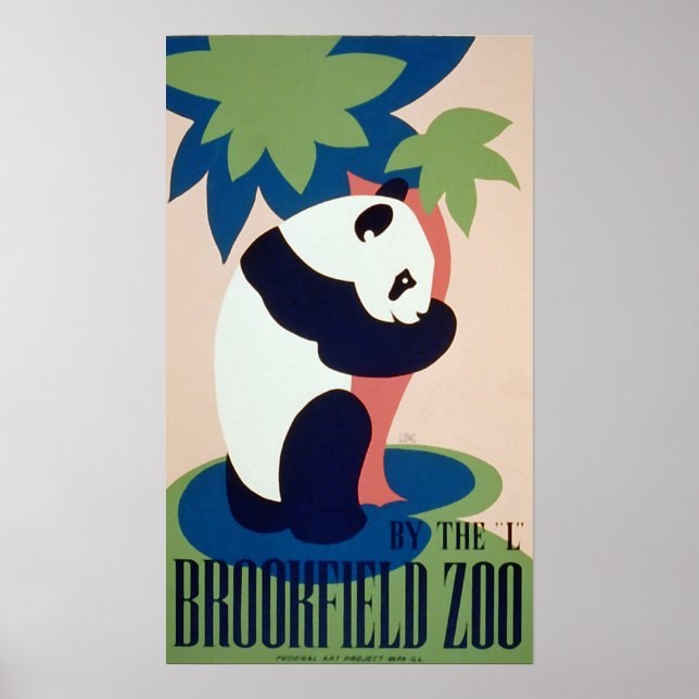 Póster Afiches de época, el zoológico de Brookfield Panda (Frente)