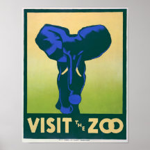Afiches de época, visita al Poster del Zoo Elephan
